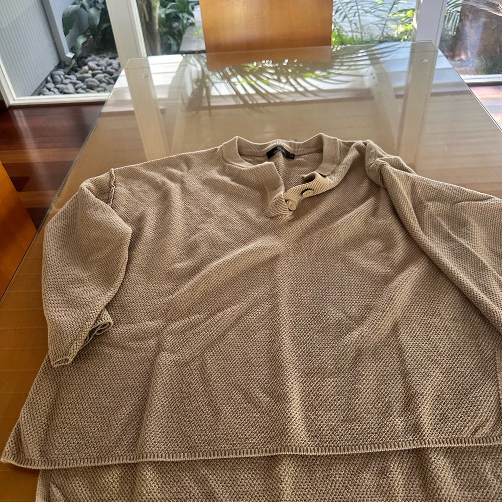 Neutral Knit Henley Sweater Top/Pants